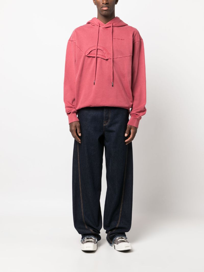 Pink Double-collar Cotton Hoodie