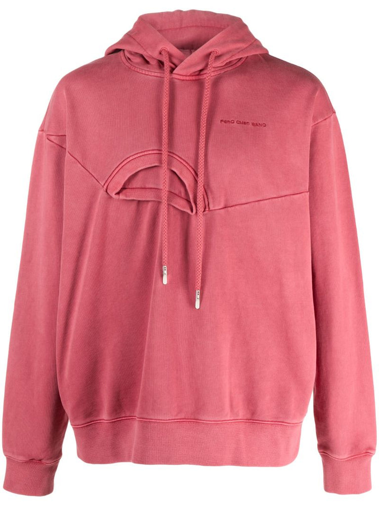 Pink Double-collar Cotton Hoodie