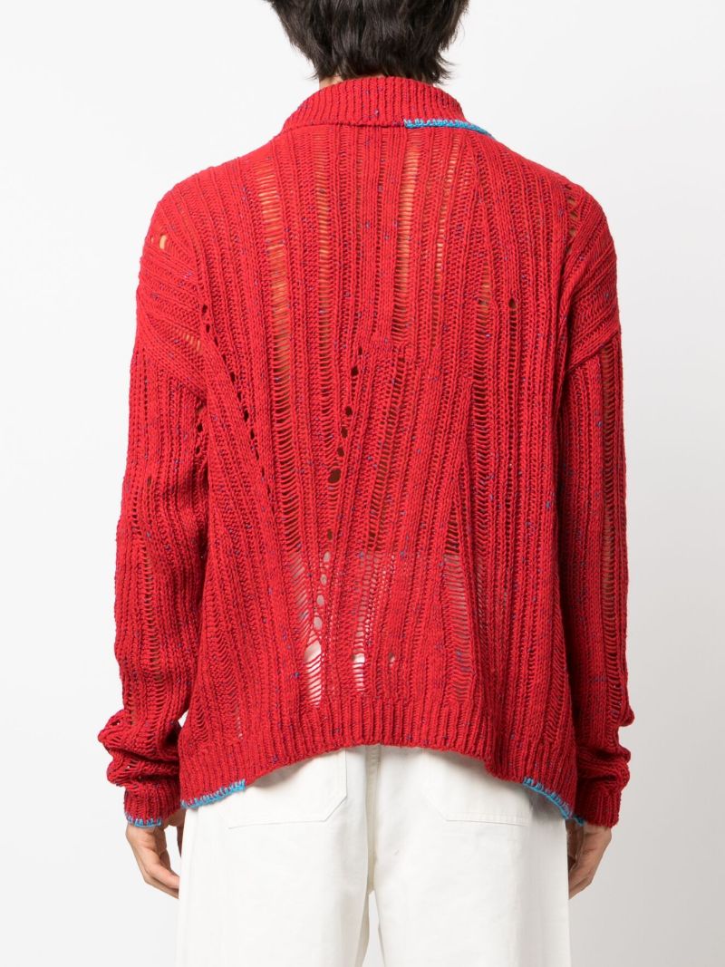 Red Open-knit Cardigan