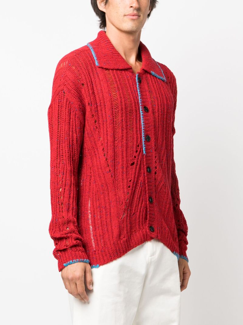 Red Open-knit Cardigan