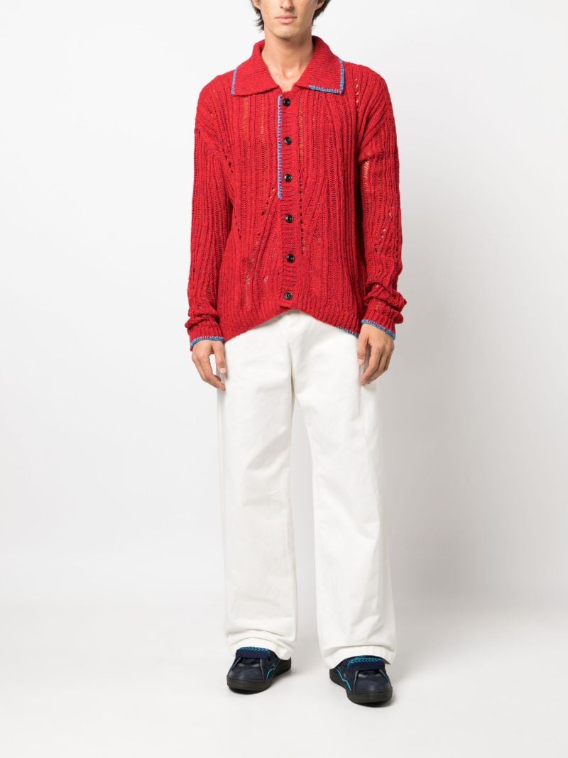 Red Open-knit Cardigan