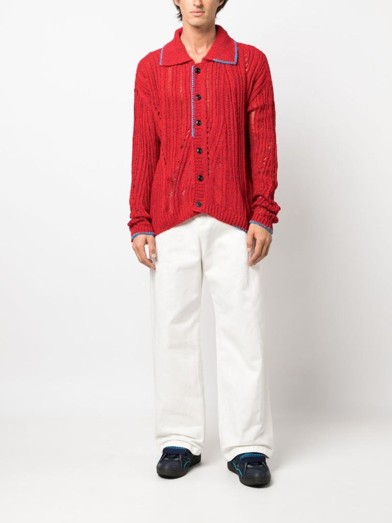 Red Open-knit Cardigan