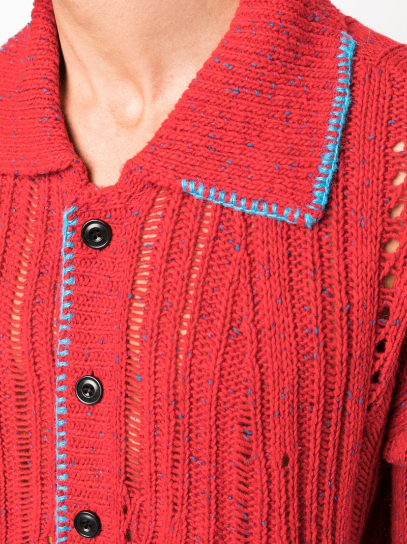 Red Open-knit Cardigan