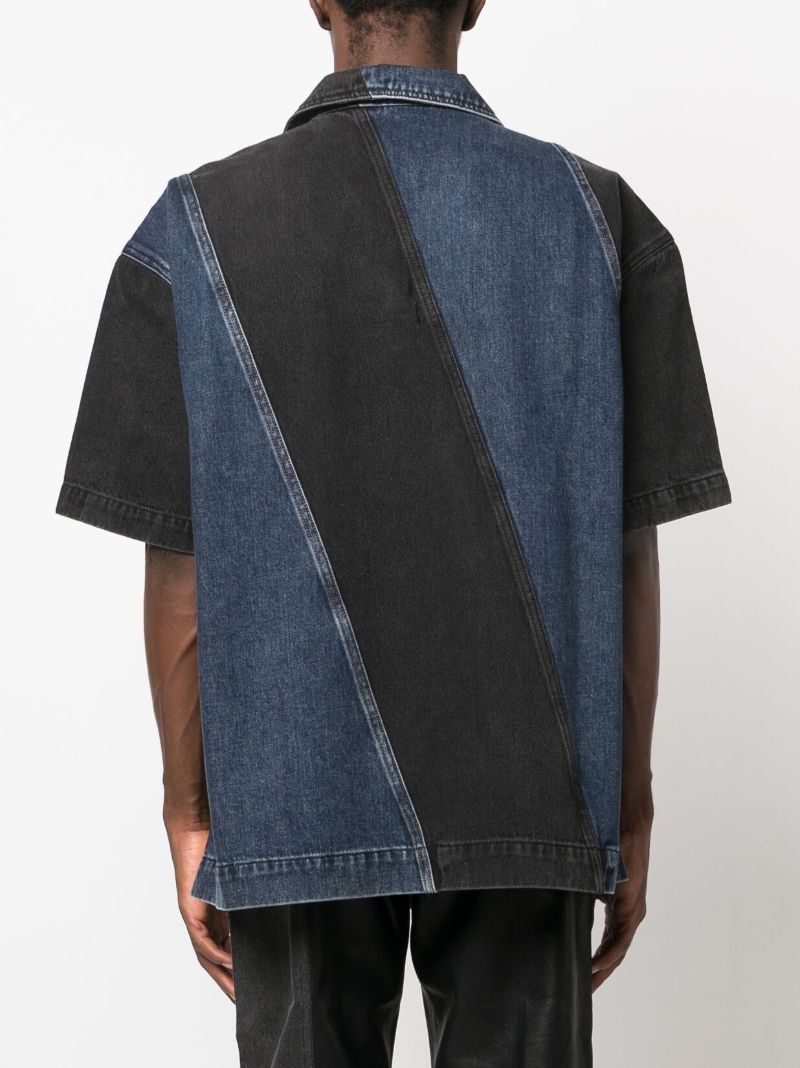 Black Panelled Denim Shirt