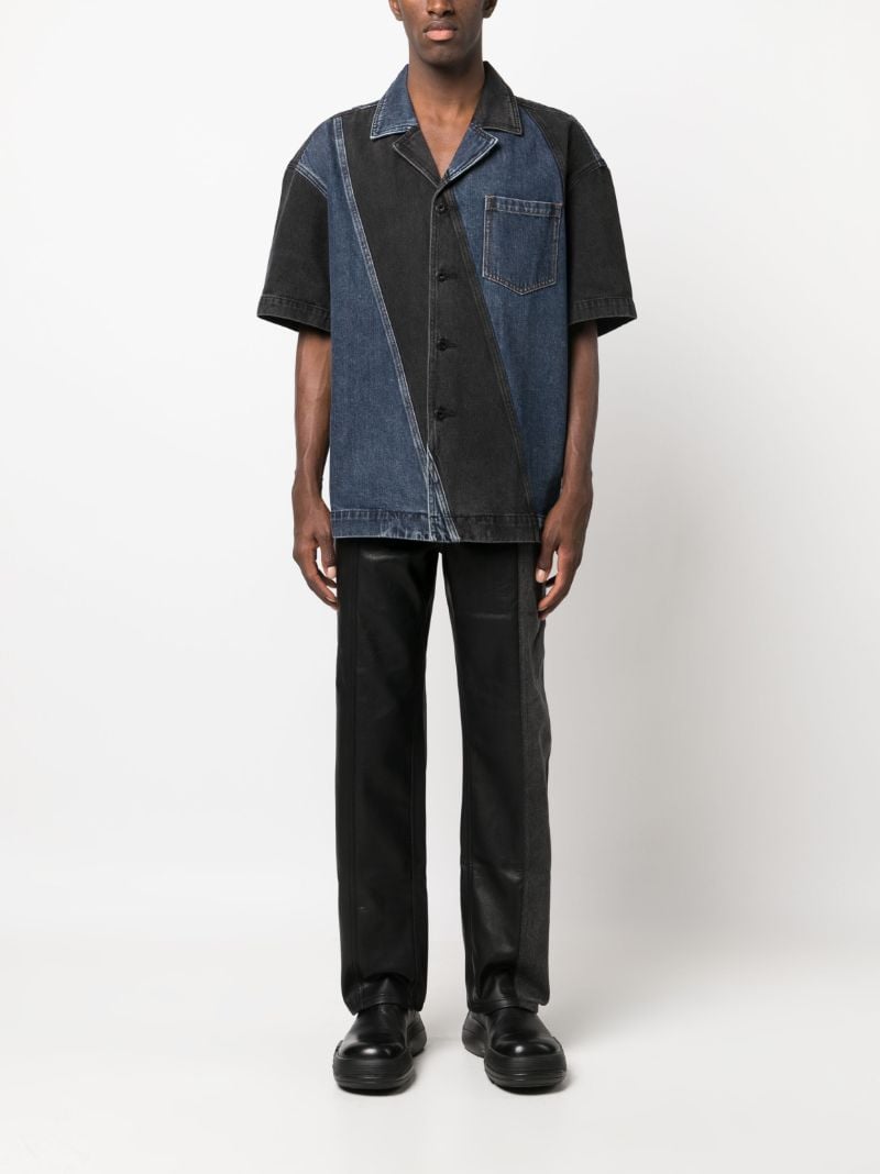 Black Panelled Denim Shirt