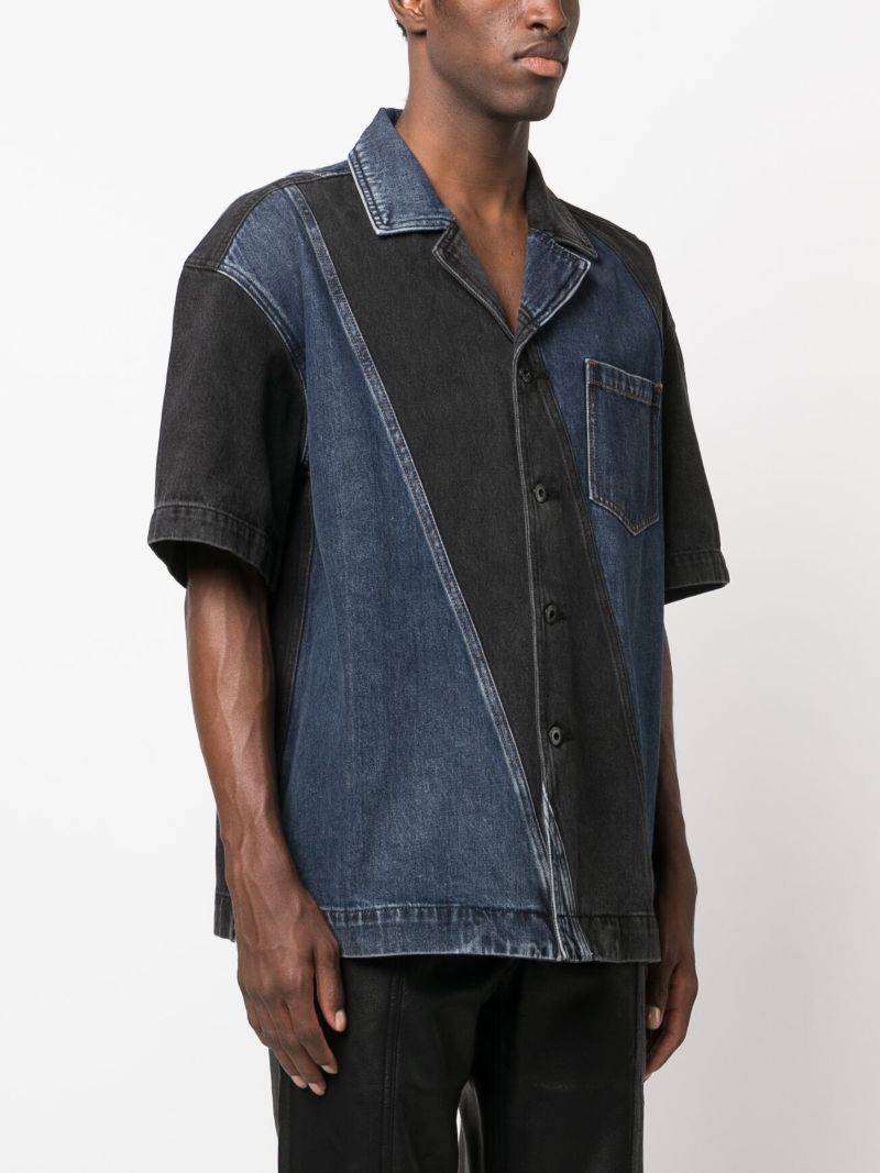 Black Panelled Denim Shirt