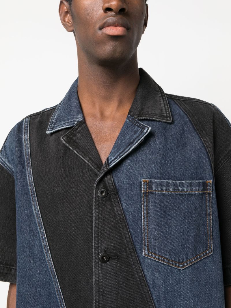 Black Panelled Denim Shirt