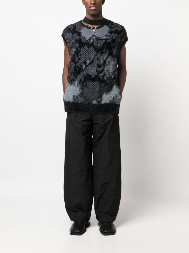Black Deconstructed Wide-leg Trousers