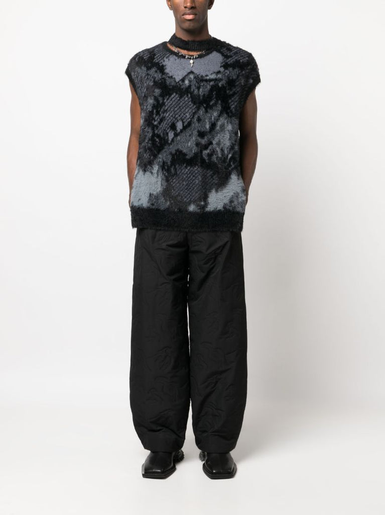 Black Deconstructed Wide-leg Trousers