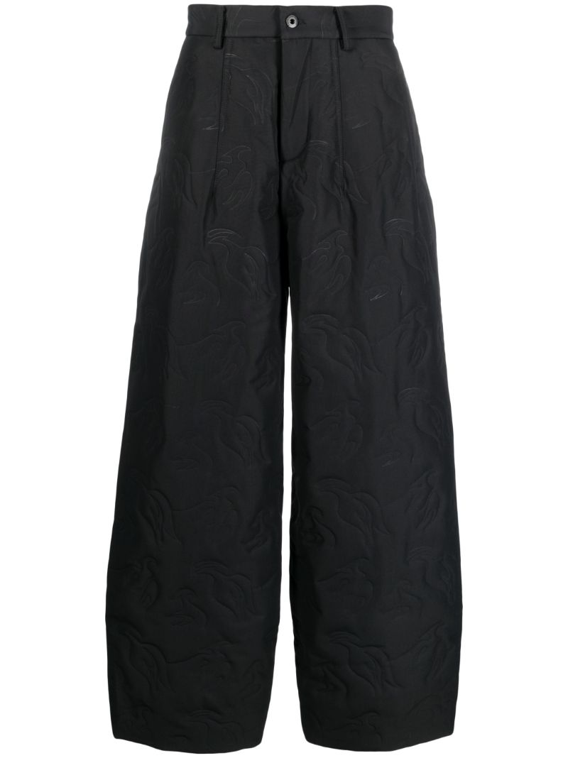 Black Deconstructed Wide-leg Trousers