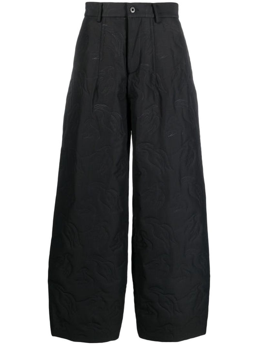 Black Deconstructed Wide-leg Trousers
