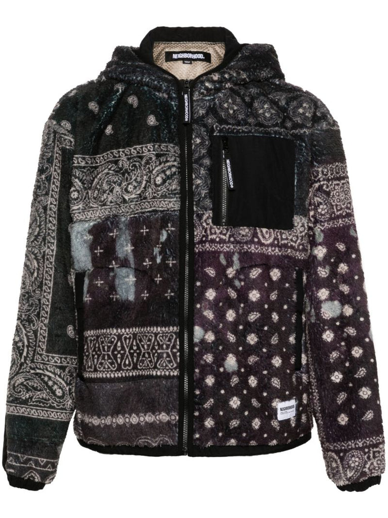 Black Bandana-print Fleece Jacket