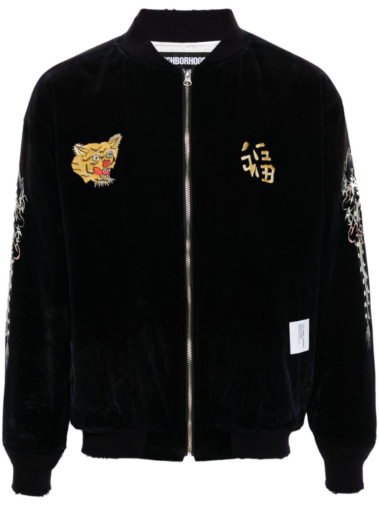 Blue Savage Velvet Bomber Jacket