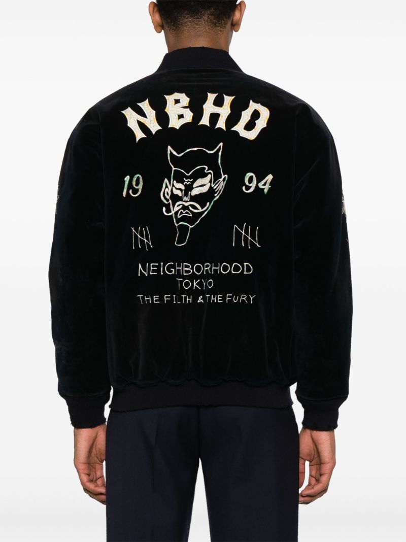 Blue Savage Velvet Bomber Jacket