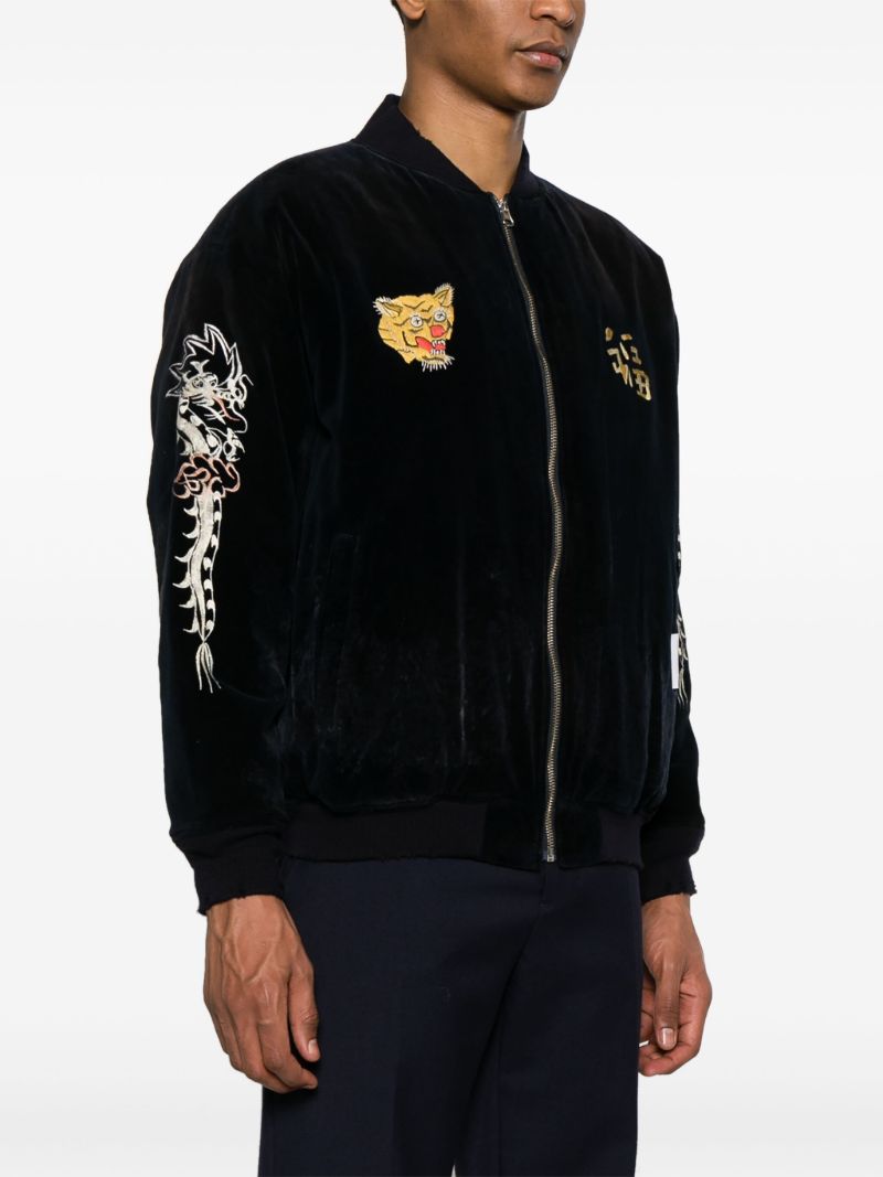 Blue Savage Velvet Bomber Jacket