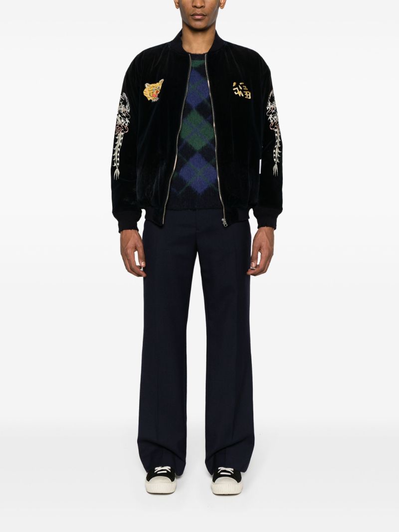 Blue Savage Velvet Bomber Jacket