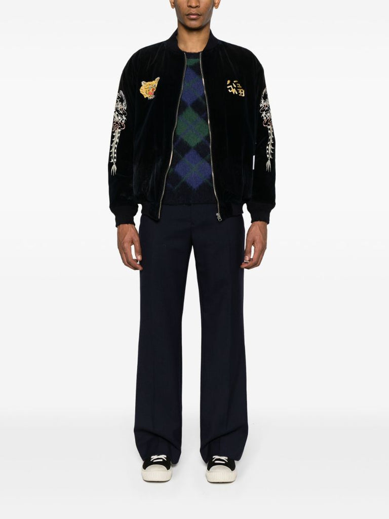 Blue Savage Velvet Bomber Jacket