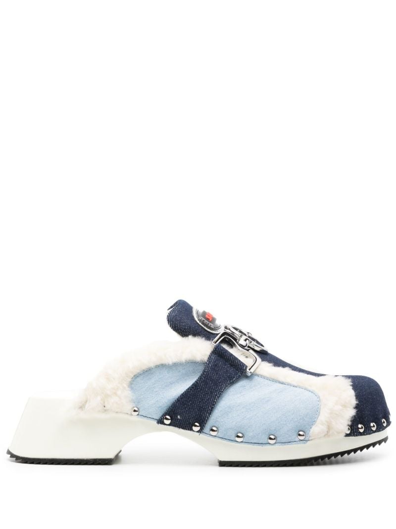 Blue Beetle Panelled Denim Mules