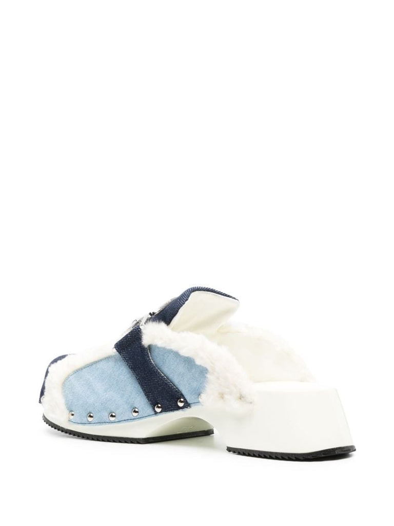 Blue Beetle Panelled Denim Mules