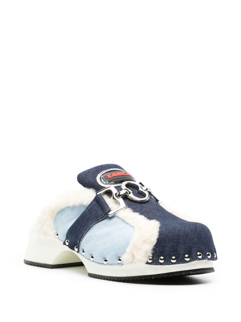 Blue Beetle Panelled Denim Mules