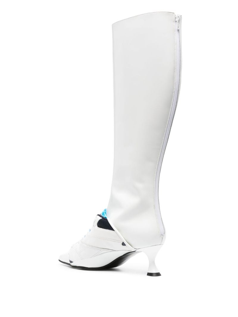 White Furiosa Panelled Leather Boots