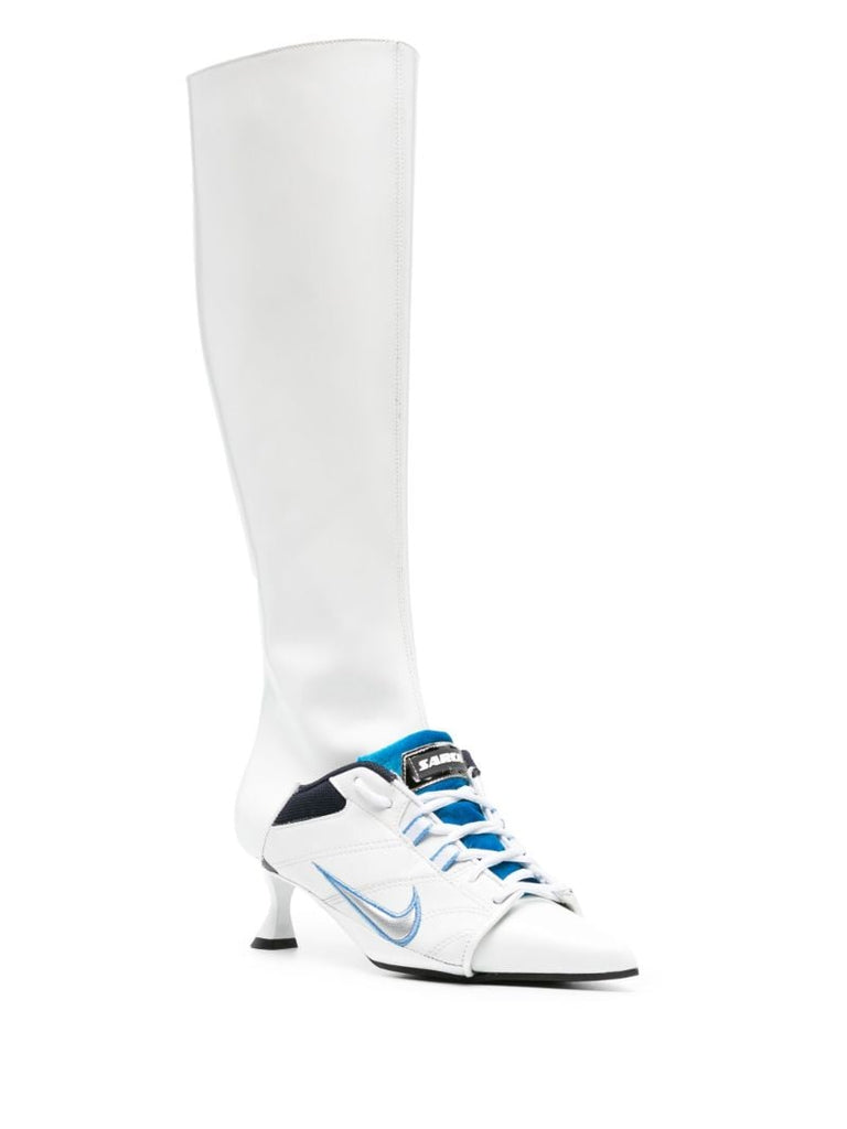 White Furiosa Panelled Leather Boots