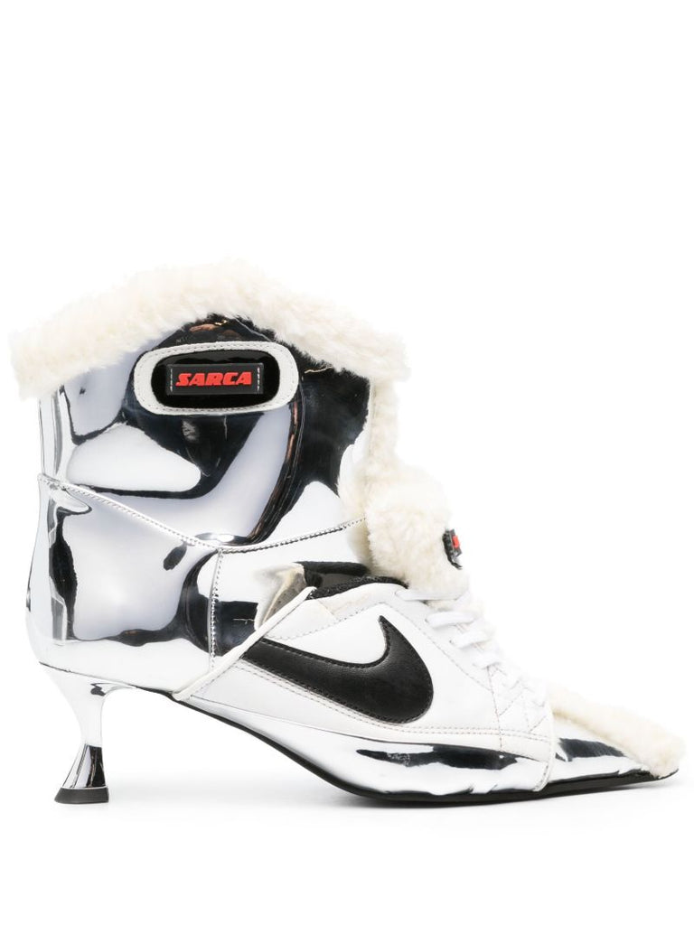 Silver Teddy Panelled Ankle Boots