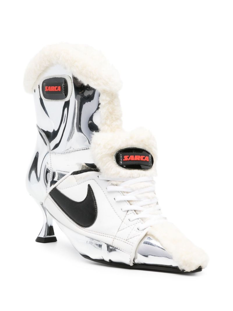 Silver Teddy Panelled Ankle Boots