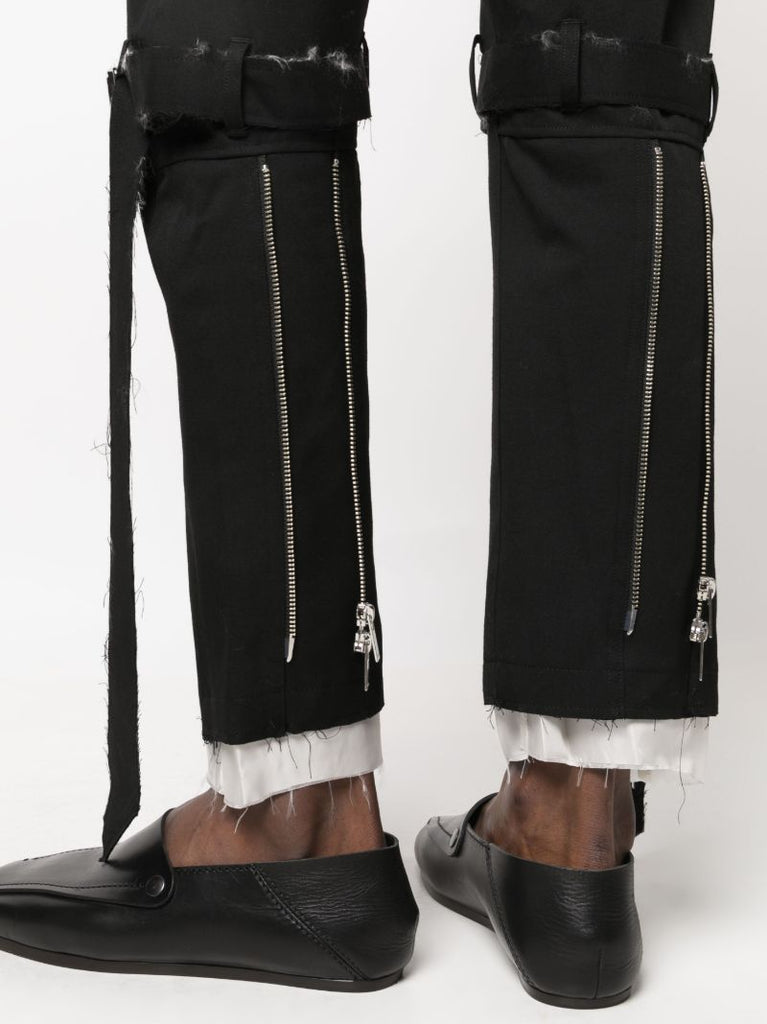 Black Buckled Wool Trousers