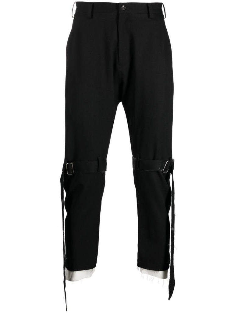 Black Buckled Wool Trousers