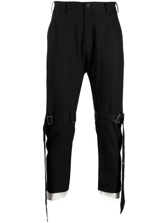 Black Buckled Wool Trousers