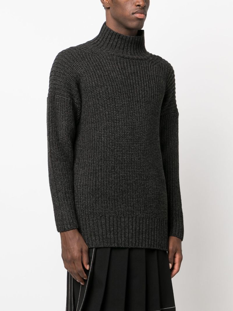 Grey Open-back Ribbed-knit Sweater