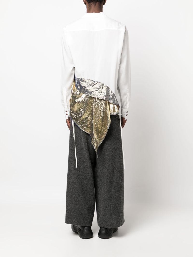 White Draped Foil Shirt