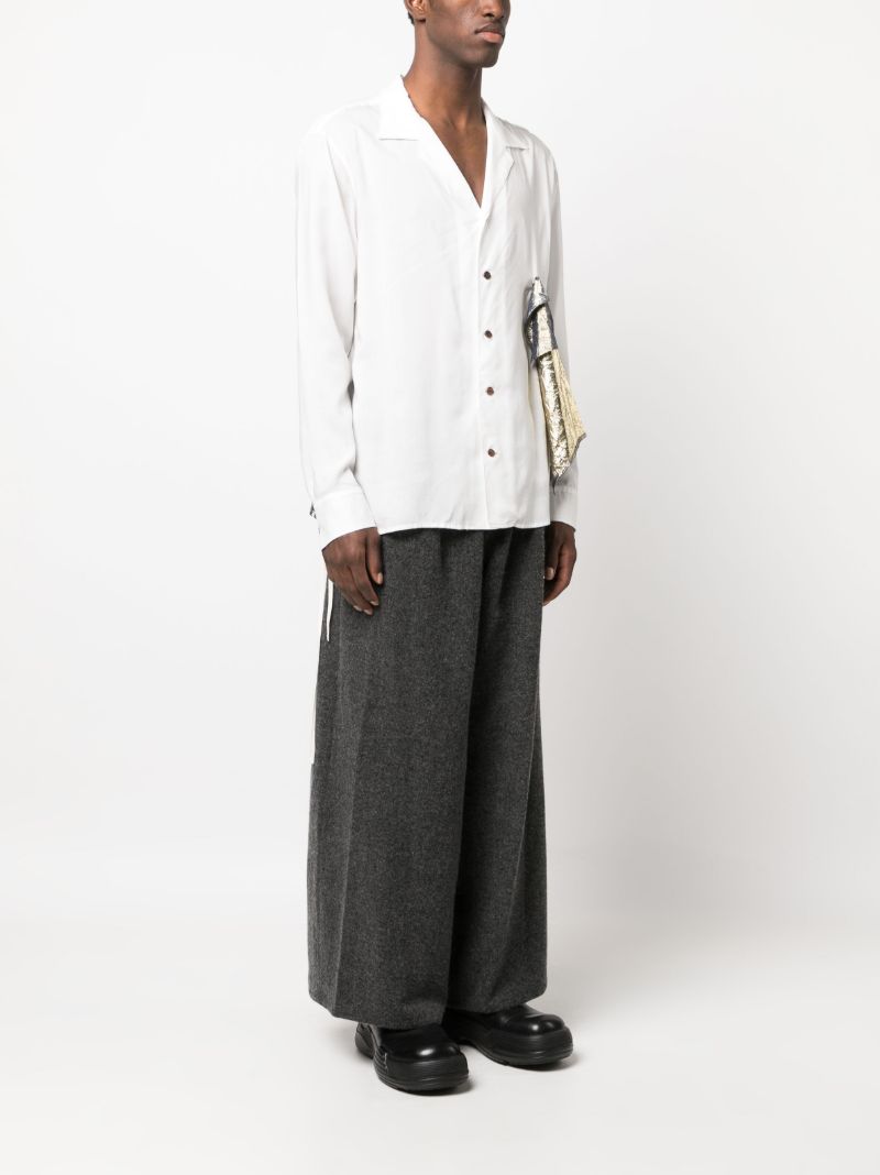 White Draped Foil Shirt