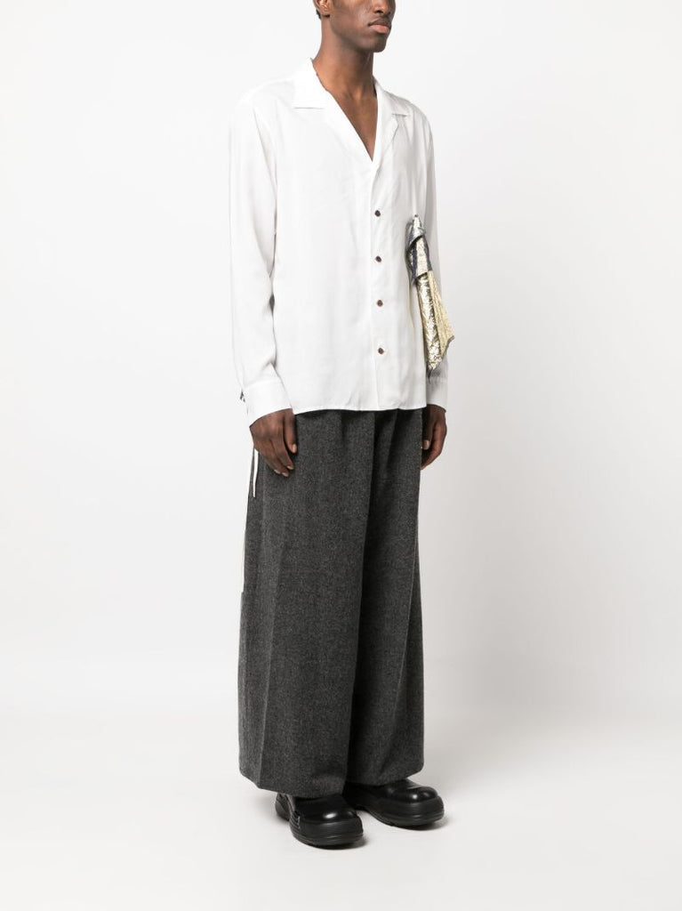 White Draped Foil Shirt