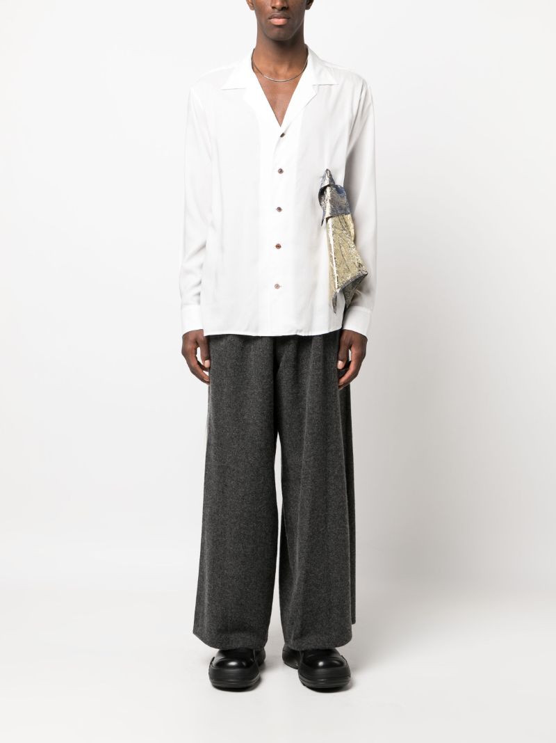 White Draped Foil Shirt