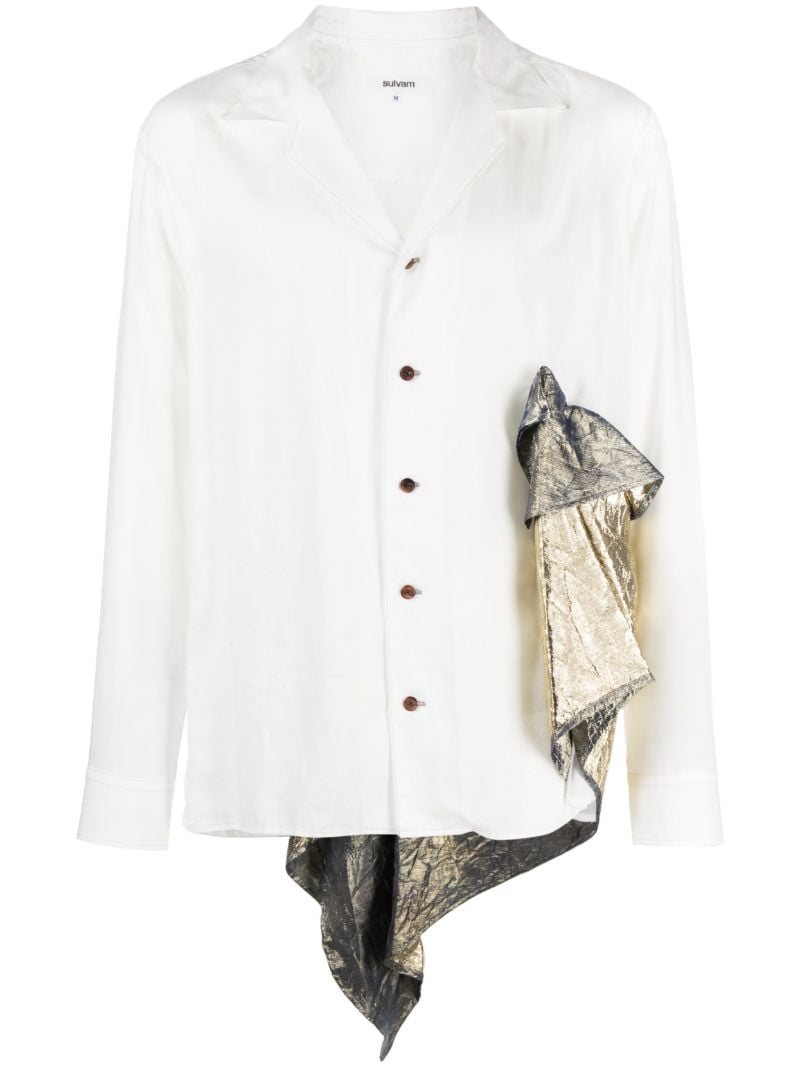 White Draped Foil Shirt