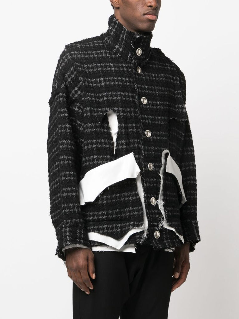 Black Deconstructed Houndstooth Jacket