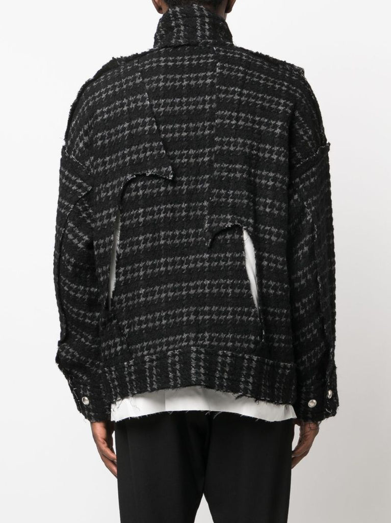 Black Deconstructed Houndstooth Jacket