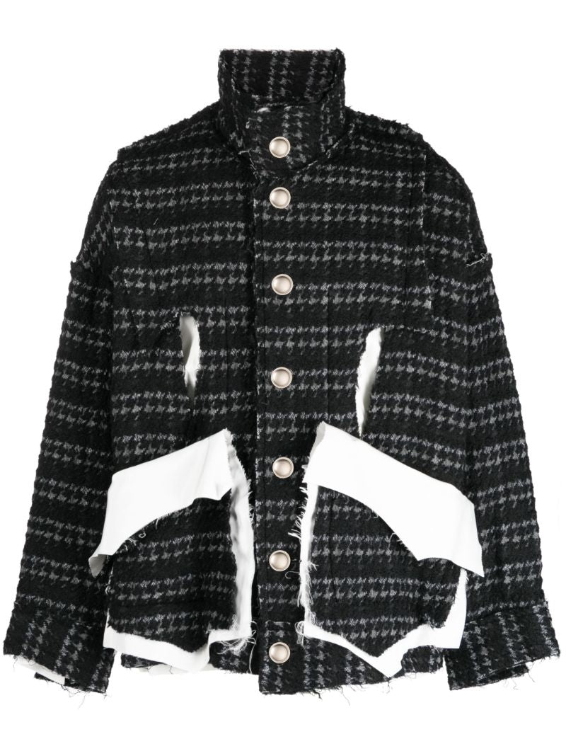 Black Deconstructed Houndstooth Jacket