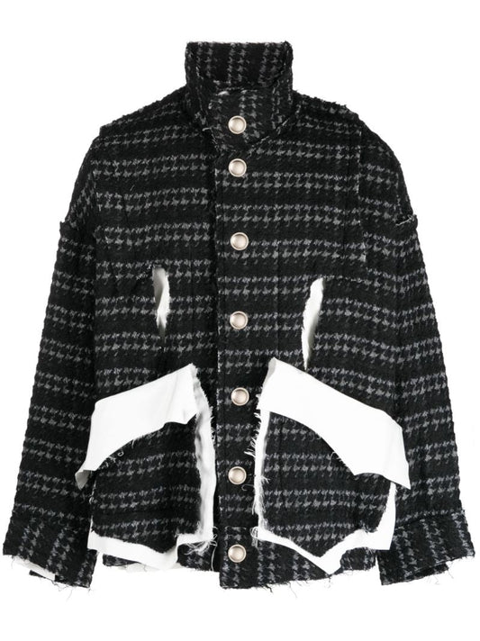 Black Deconstructed Houndstooth Jacket