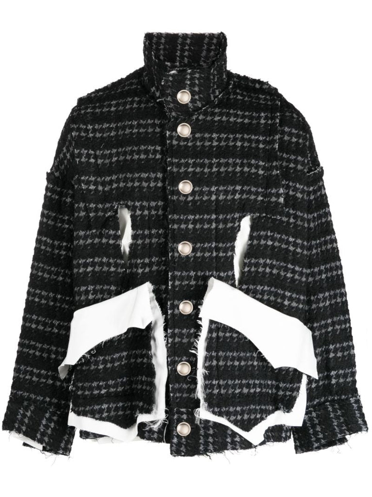 Black Deconstructed Houndstooth Jacket