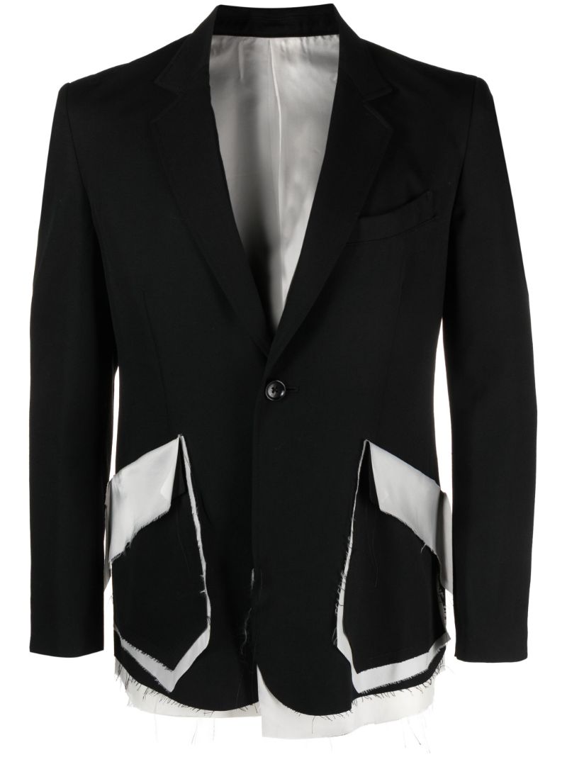 Black Deconstructed Wool Blazer