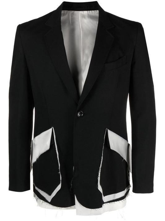 Black Deconstructed Wool Blazer