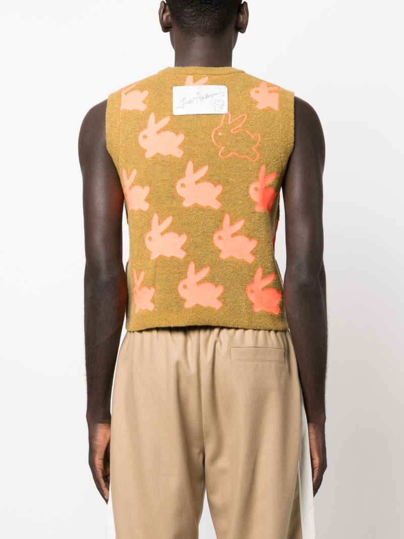 Brown Bunny-jacquard Knitted Vest
