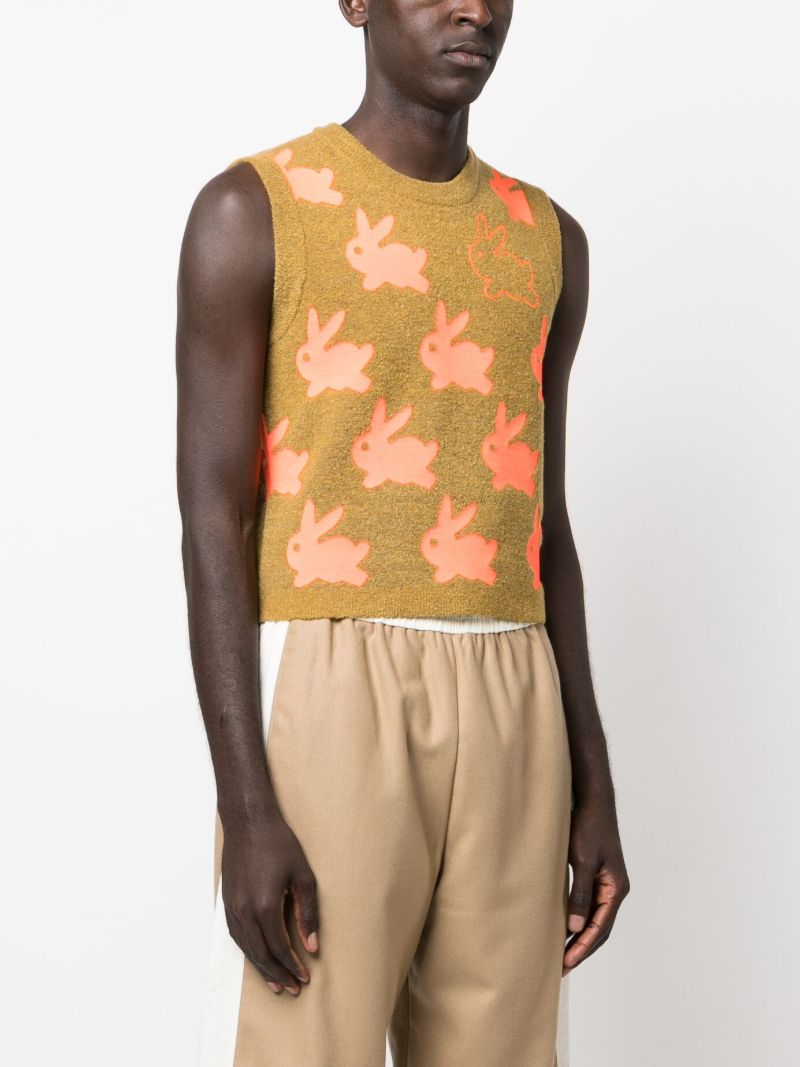 Brown Bunny-jacquard Knitted Vest
