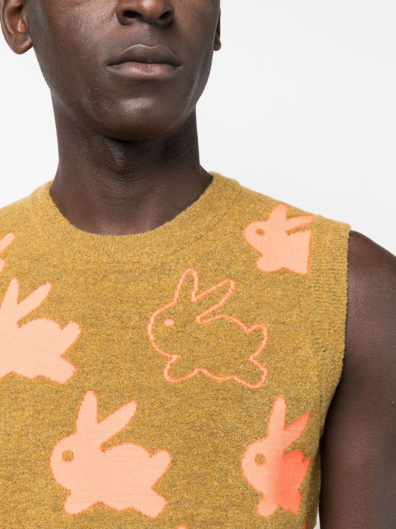 Brown Bunny-jacquard Knitted Vest