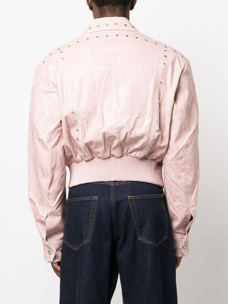 Pink Studded Faux Leather Jacket