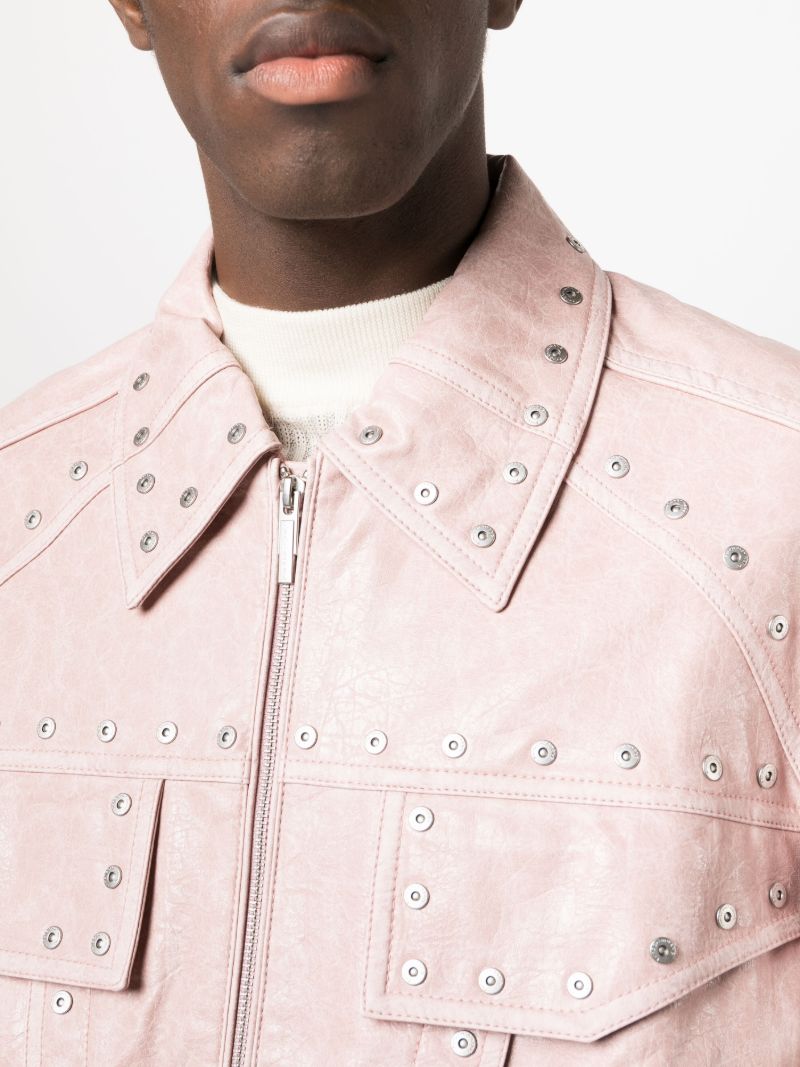Pink Studded Faux Leather Jacket