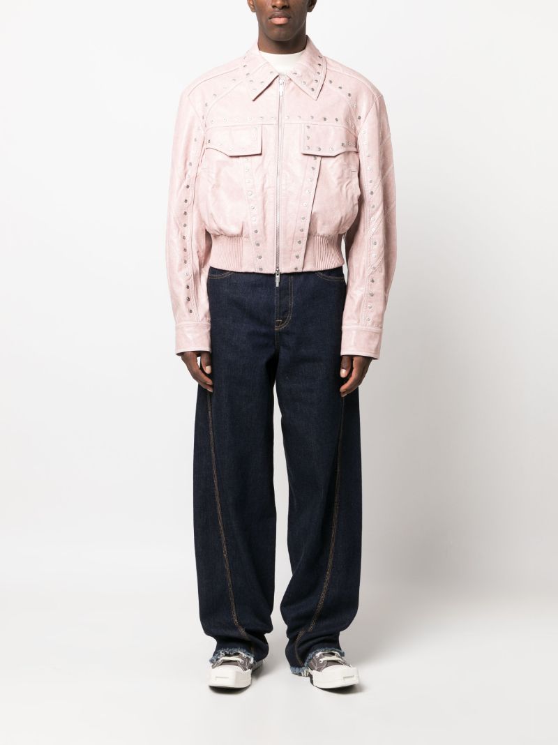 Pink Studded Faux Leather Jacket